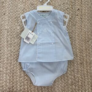 Feltman Bros hand embroidered sailboat baby set NWT - 3M